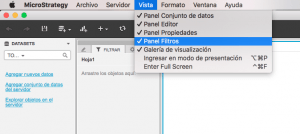 Panel de Filtros Microstrategy 10