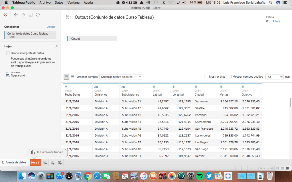Importar Excel Tableau 2