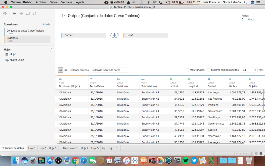 Como relacionar tablas en Tableau Public