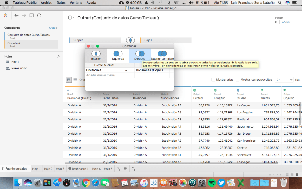 Como relacionar tablas en Tableau Public